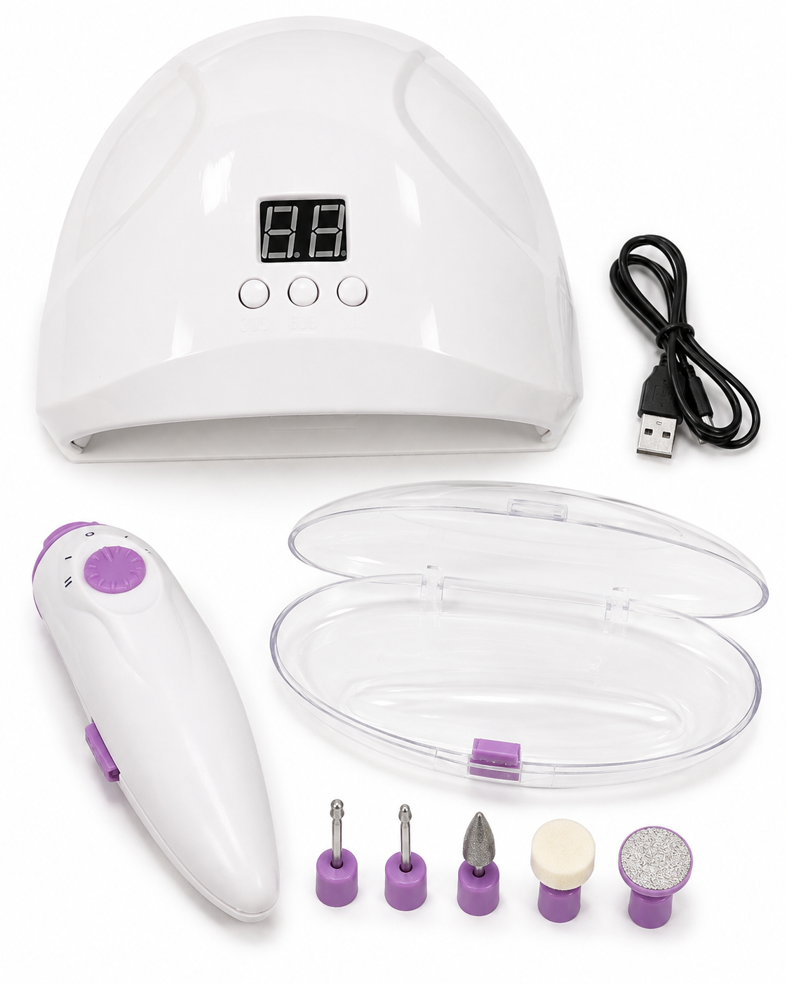 Kit 2 en 1 Lámpara LED + Torno Eléctrico para Uñas