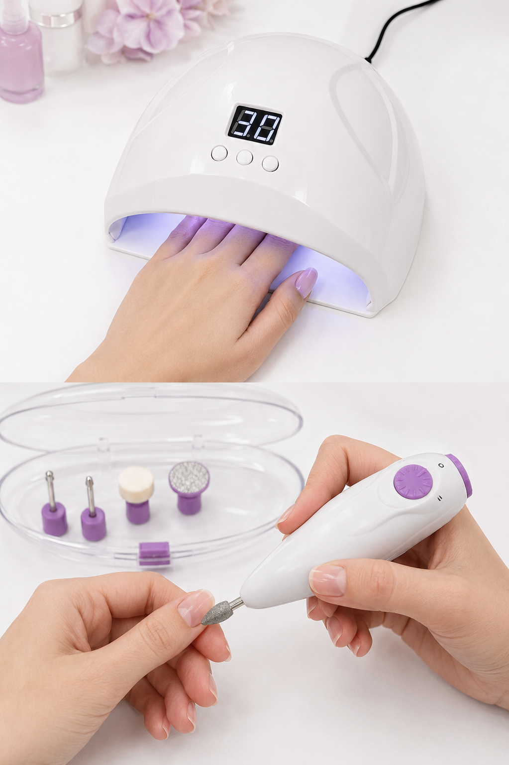 Kit 2 en 1 Lámpara LED + Torno Eléctrico para Uñas