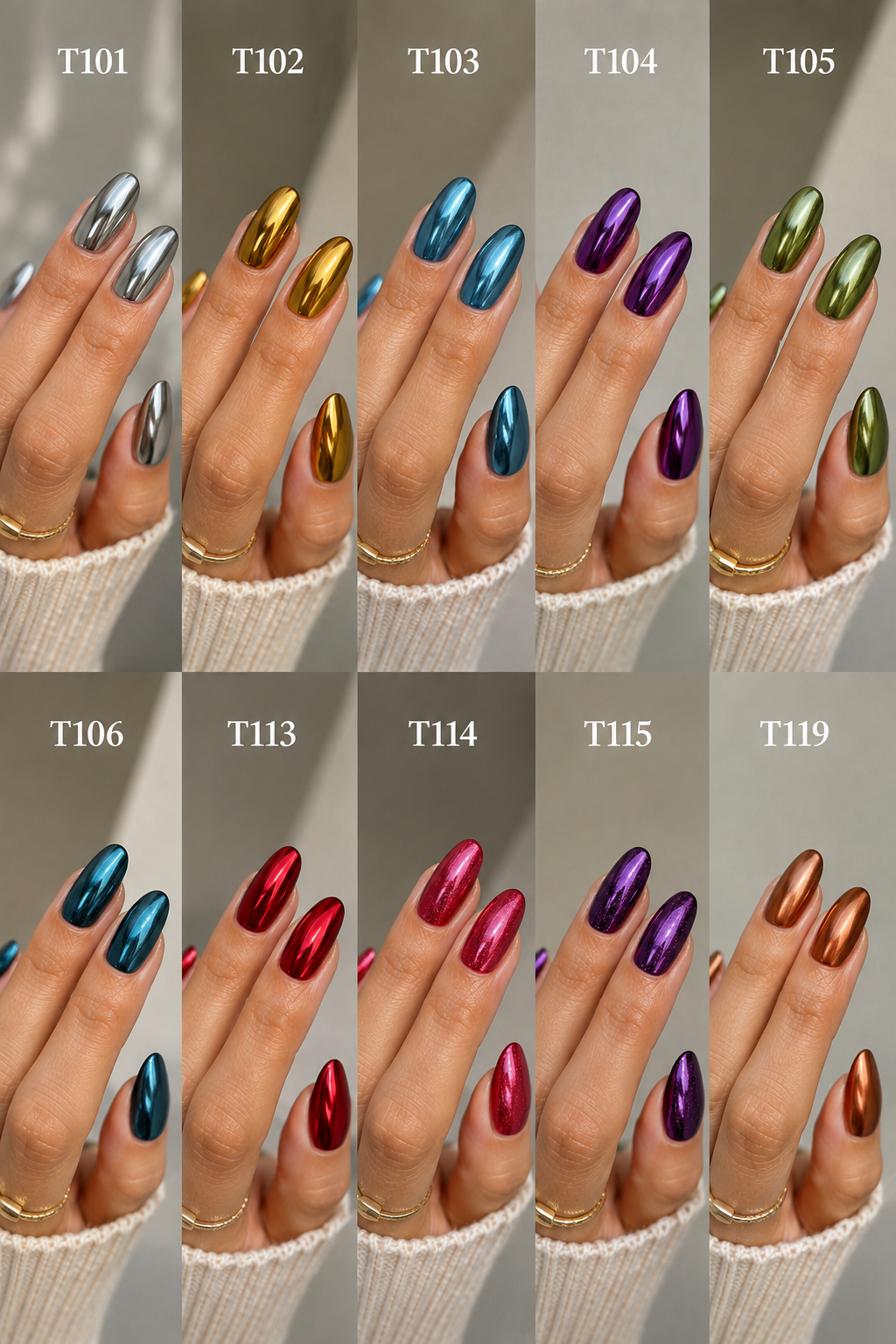 Polvo Efecto Aurora de Uñas Pack x 12 Surtido