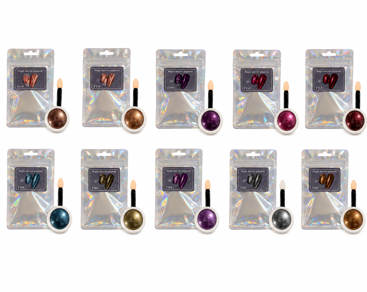 Polvo Efecto Aurora de Uñas Pack x 12 Surtido